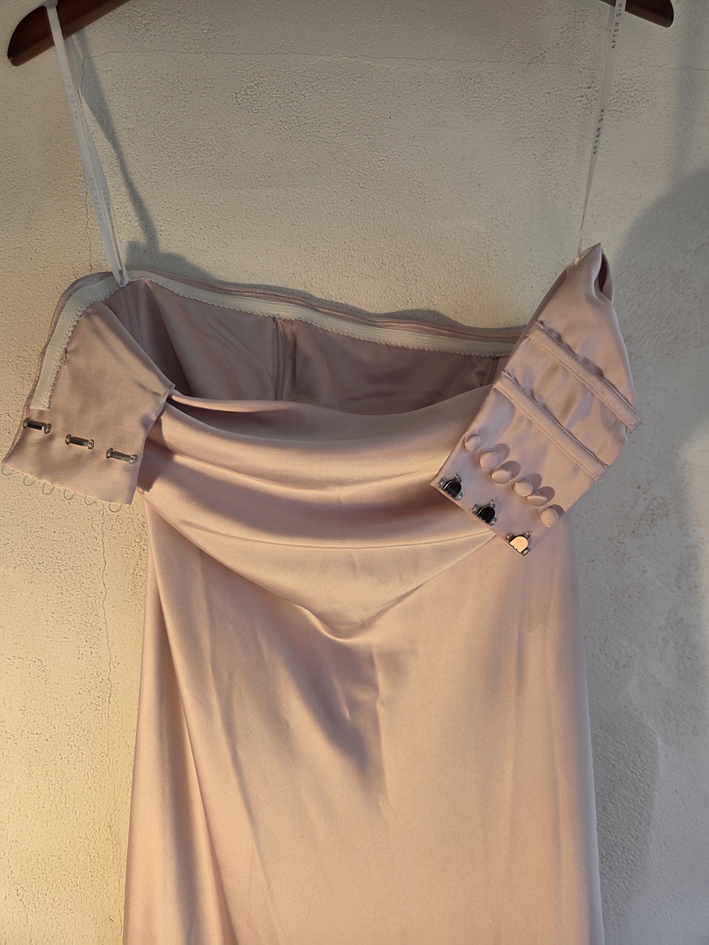 After Six Pink Satin Strapless Formal Dress XS Corset Button Back Bridesmaid - Picture 4 of 6